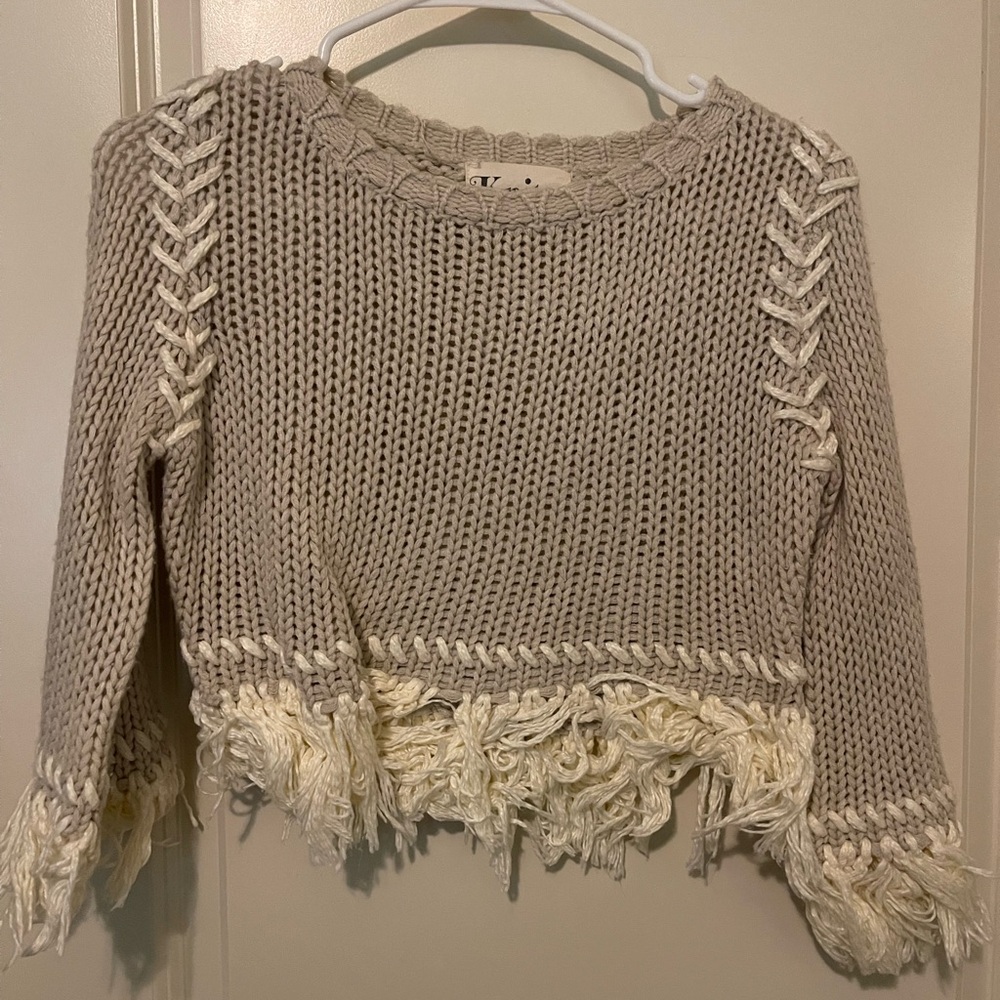 Beige Fringed Women's For Love & Lemons Sweater